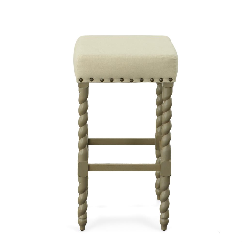 Remick 30" Barstool - Weathered Gray - Linen Upholstery. Picture 2