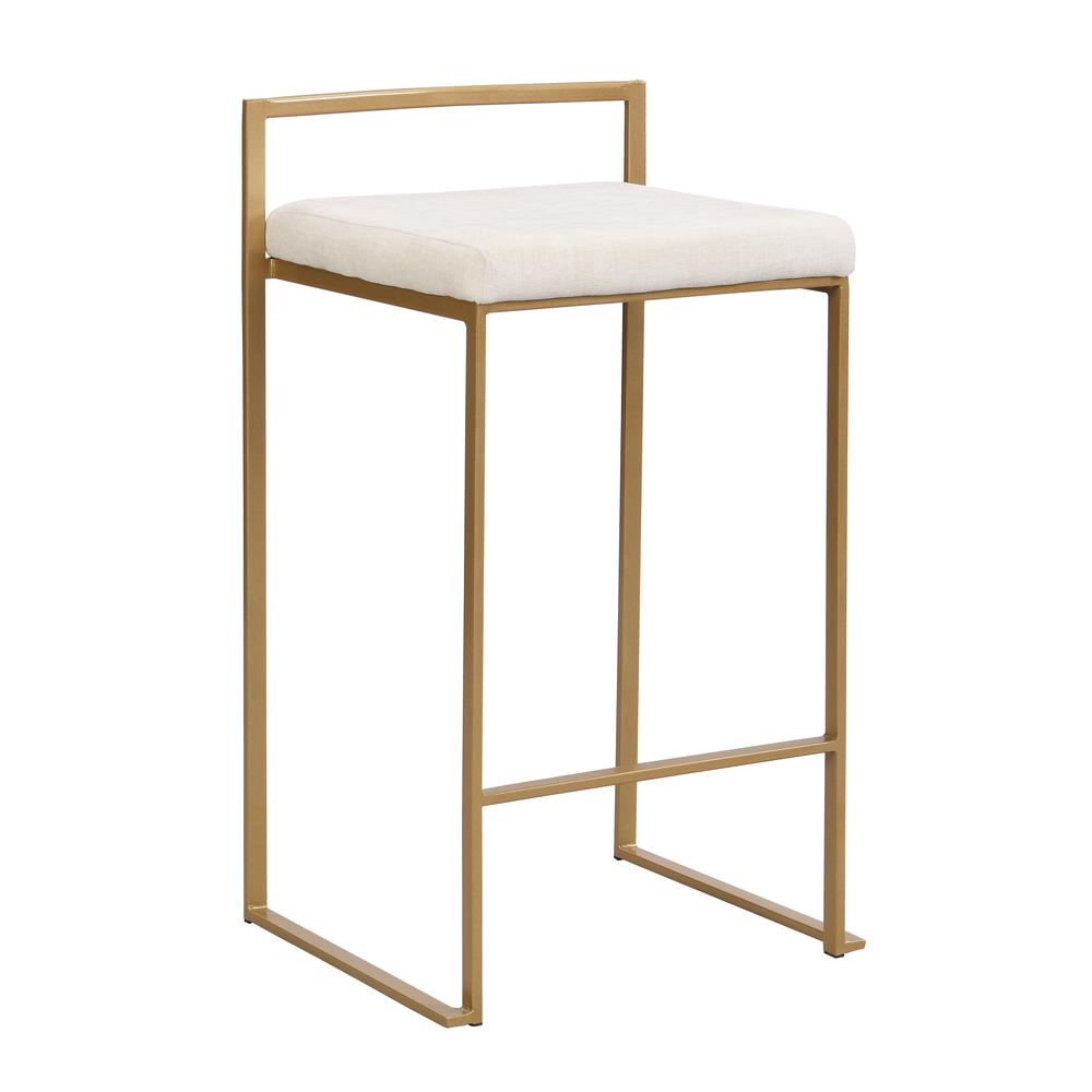 Lucien 25.25" Upholstered Counter Stool - Gold - Cream Upholstery. Picture 1
