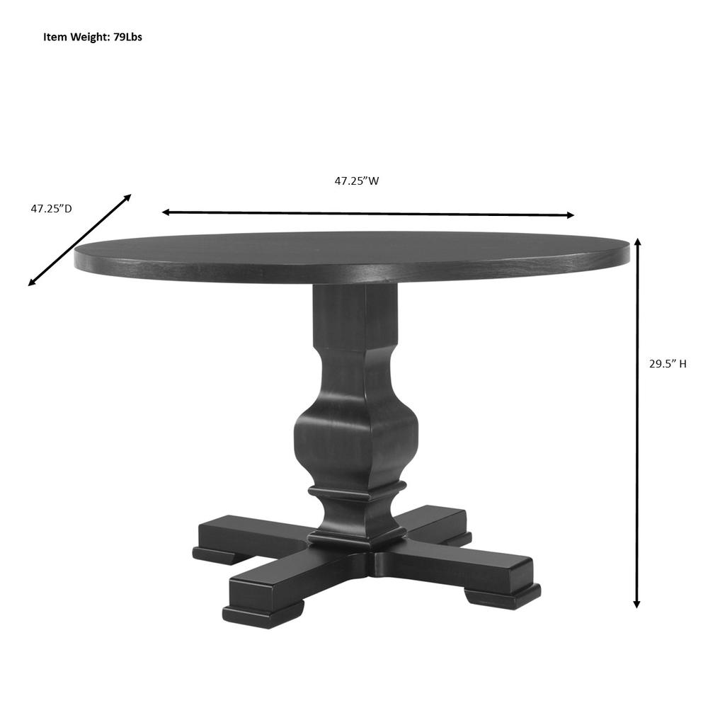 Carson 47" Round Pedestal Table - Black. Picture 6