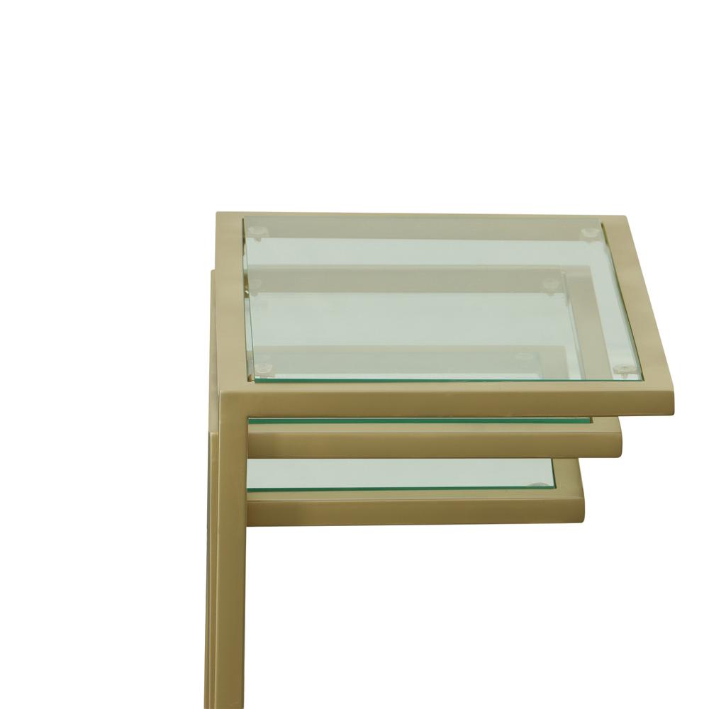 Addison Nesting Table Set - Glass Top - Gold Base. Picture 7