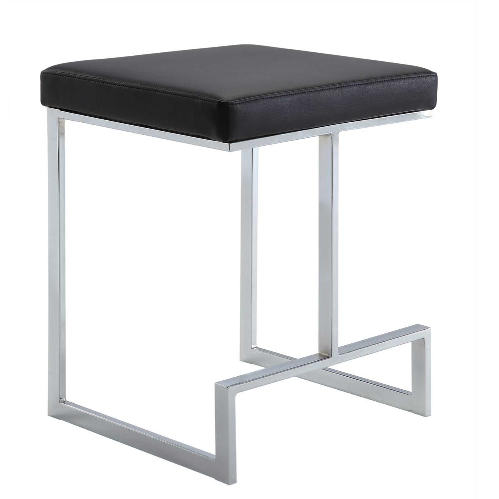 Kafka 24" Counter Stool - Chrome - Black Leatherette Upholstery. Picture 1