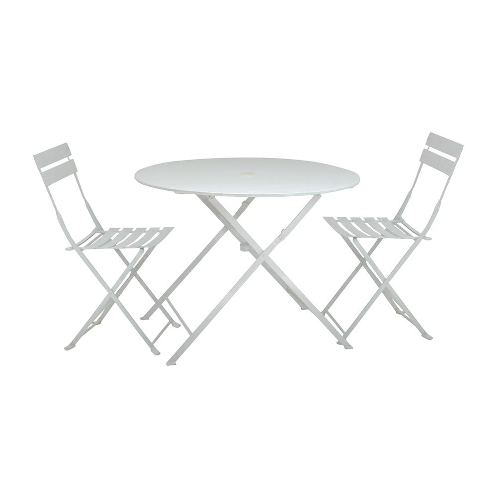Bistro 30" Round Table Outdoor Set - Set of 3 - White. Picture 1