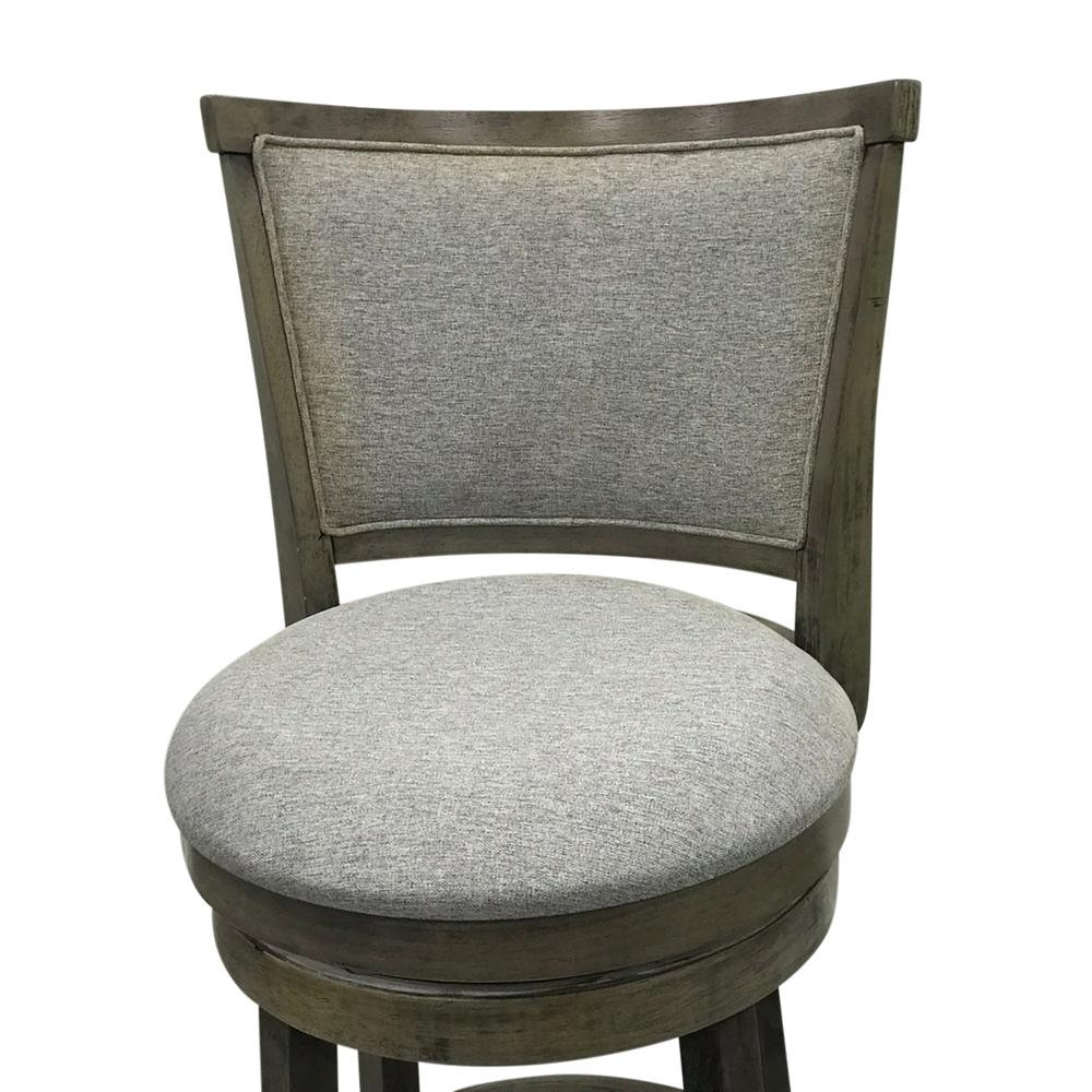 Upholstered Swivel Seat Barstool - Set of 2 - Gotham Grey - Grey Upholstery. Picture 3
