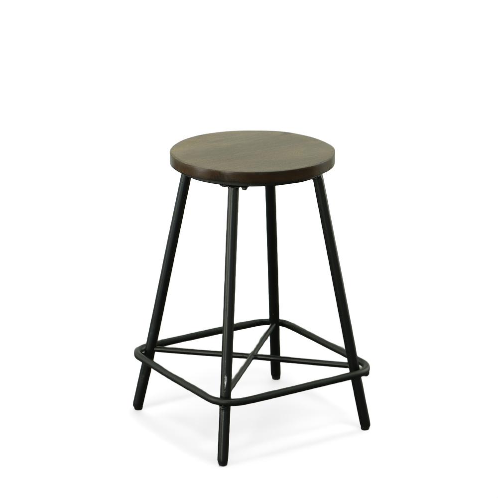 Illona 24" Counter Stool - Set of 2 - Elm Seat - Black Base. Picture 2