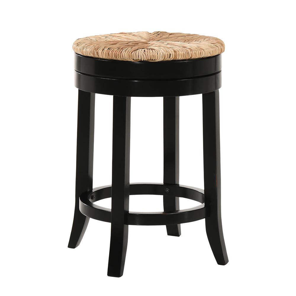 Irving 24" Swivel Rush Seat Counter Stool - Antique Black. Picture 1