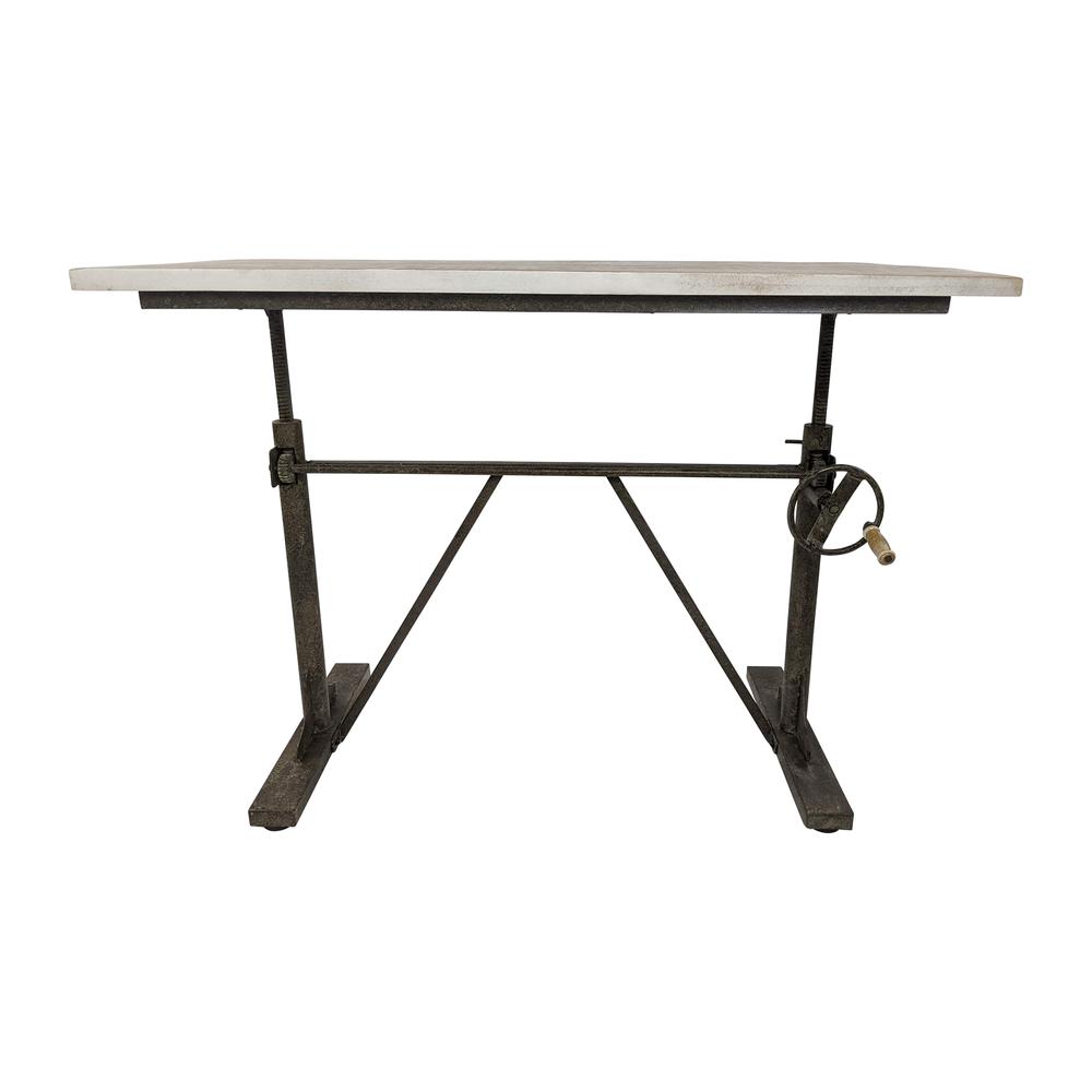 Brio Sit or Standing Adjustable Desk - Natural Driftwood Top - Aged Iron Base. Picture 2