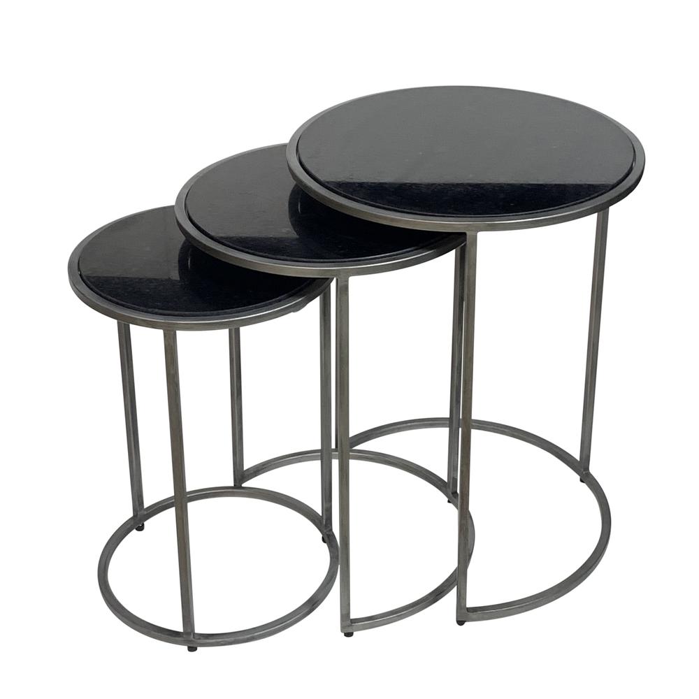 Serena Nesting Tables - Black Marble - Industrial. Picture 1