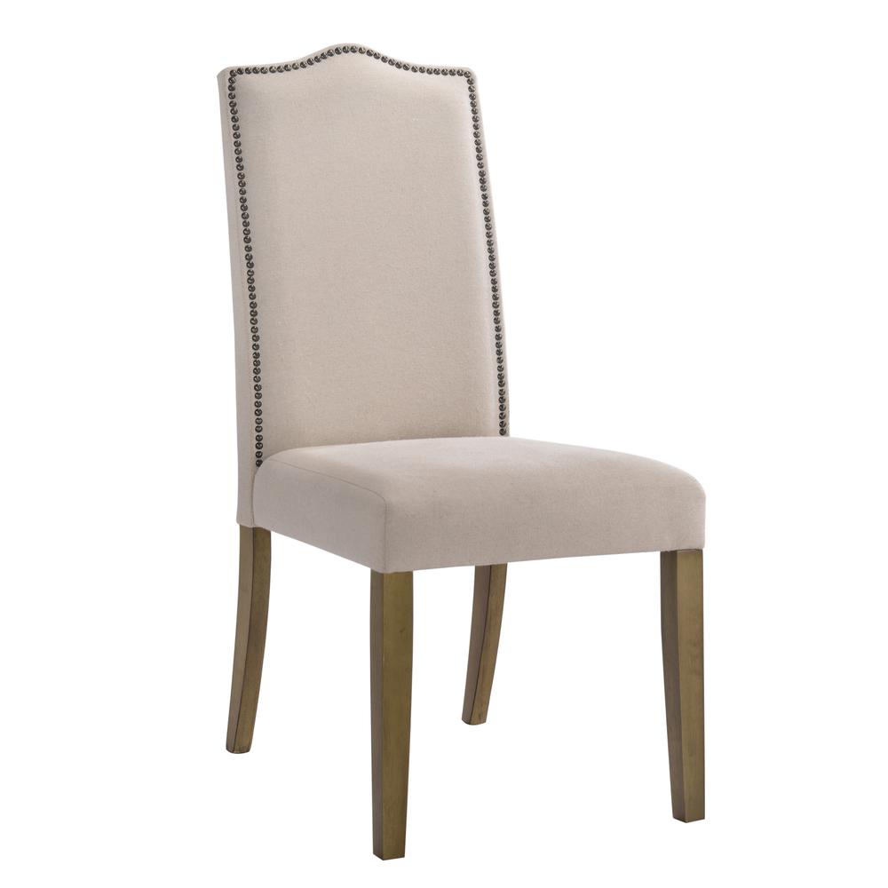 Romero Parson Chair - Harvest Oak - Linen Upholstery. Picture 1
