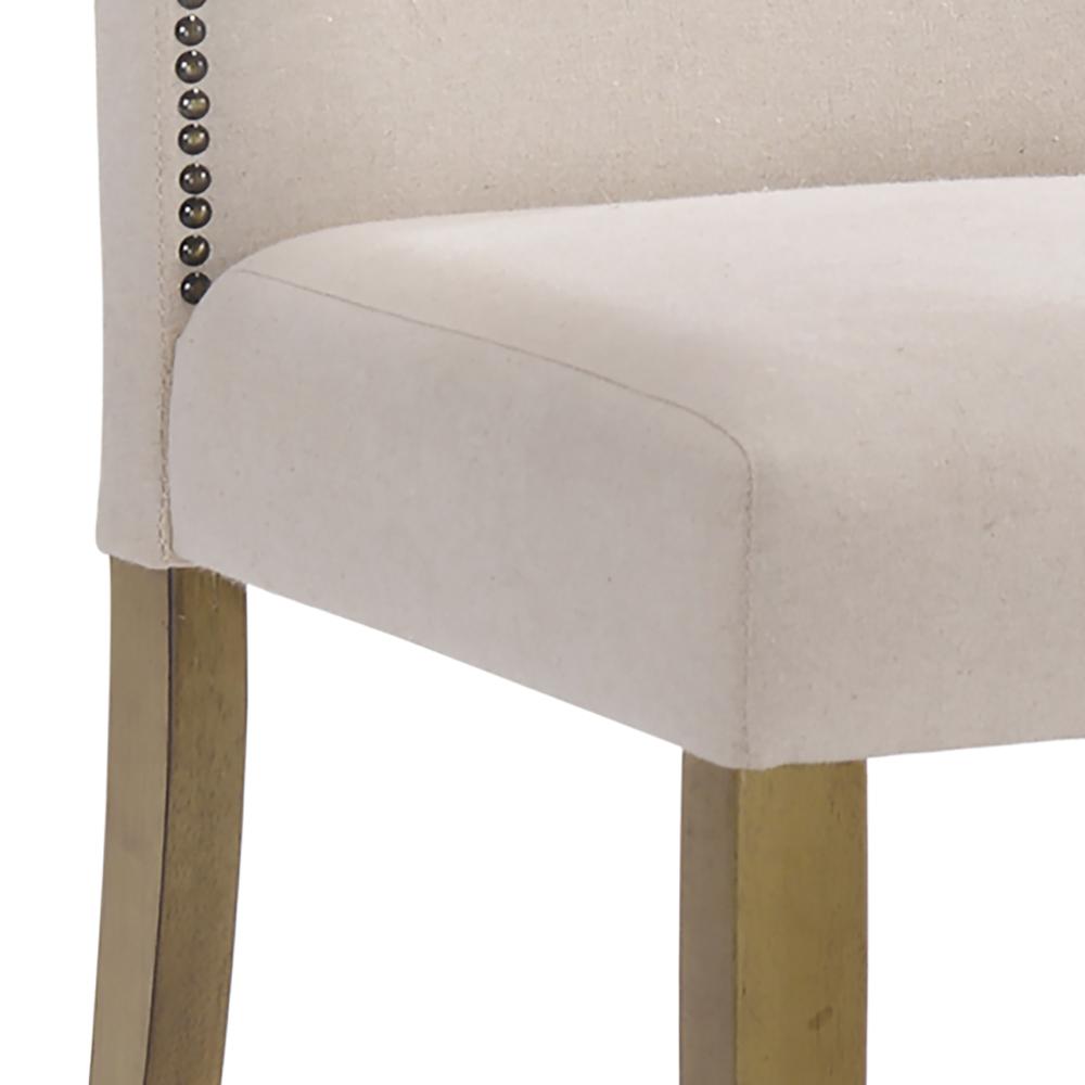 Romero Parson Chair - Harvest Oak - Linen Upholstery. Picture 4