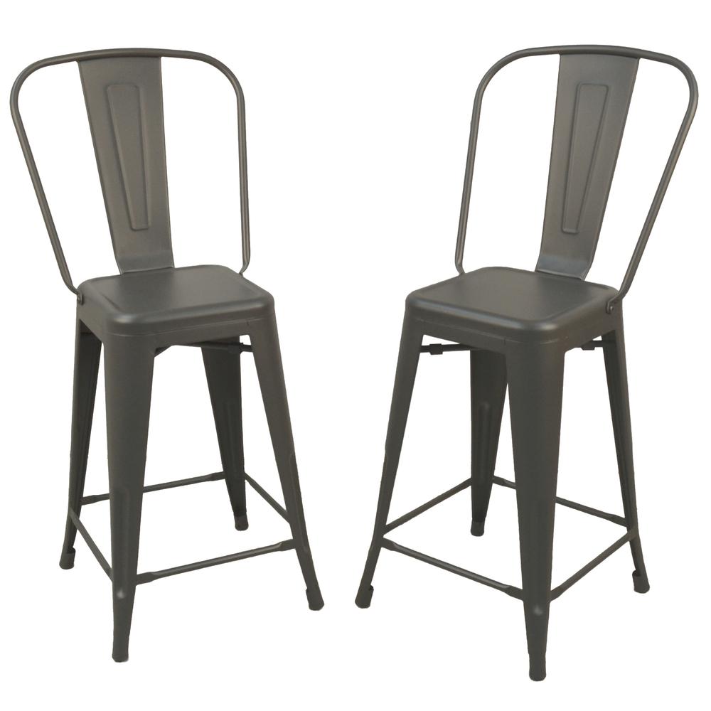 Adeline 24" Counter Stool - Set of 2 - Rustic Pewter. Picture 1