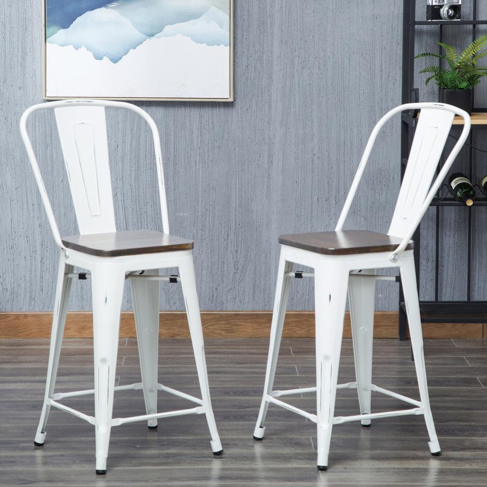 Ash 24" Counter Stool - Set of 2 - Matte White/Elm. Picture 3
