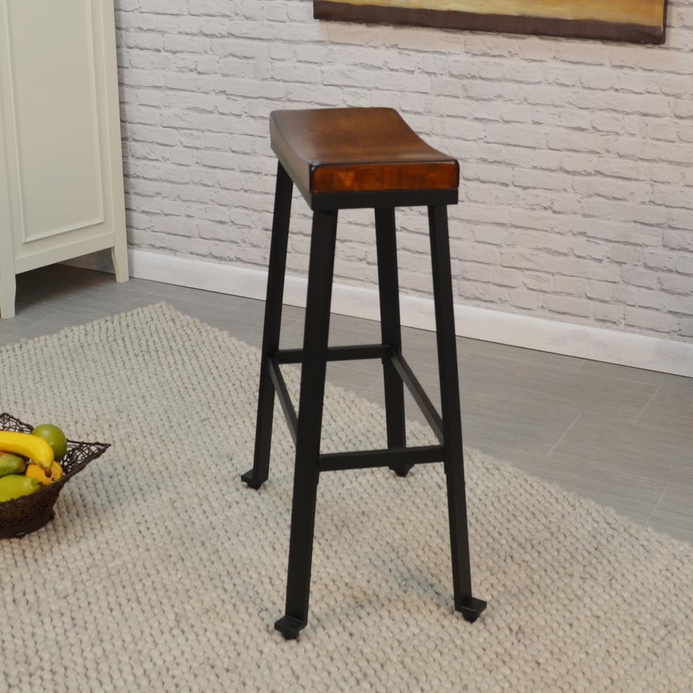 Thea 30" Saddle Seat Barstool - Chestnut/Black. Picture 6