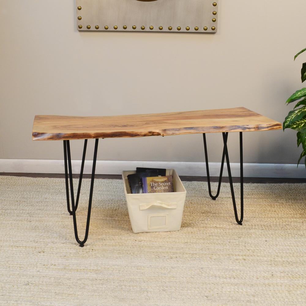 Seti Live Edge Coffee Table/Bench - Natural Top - Black Base. Picture 9