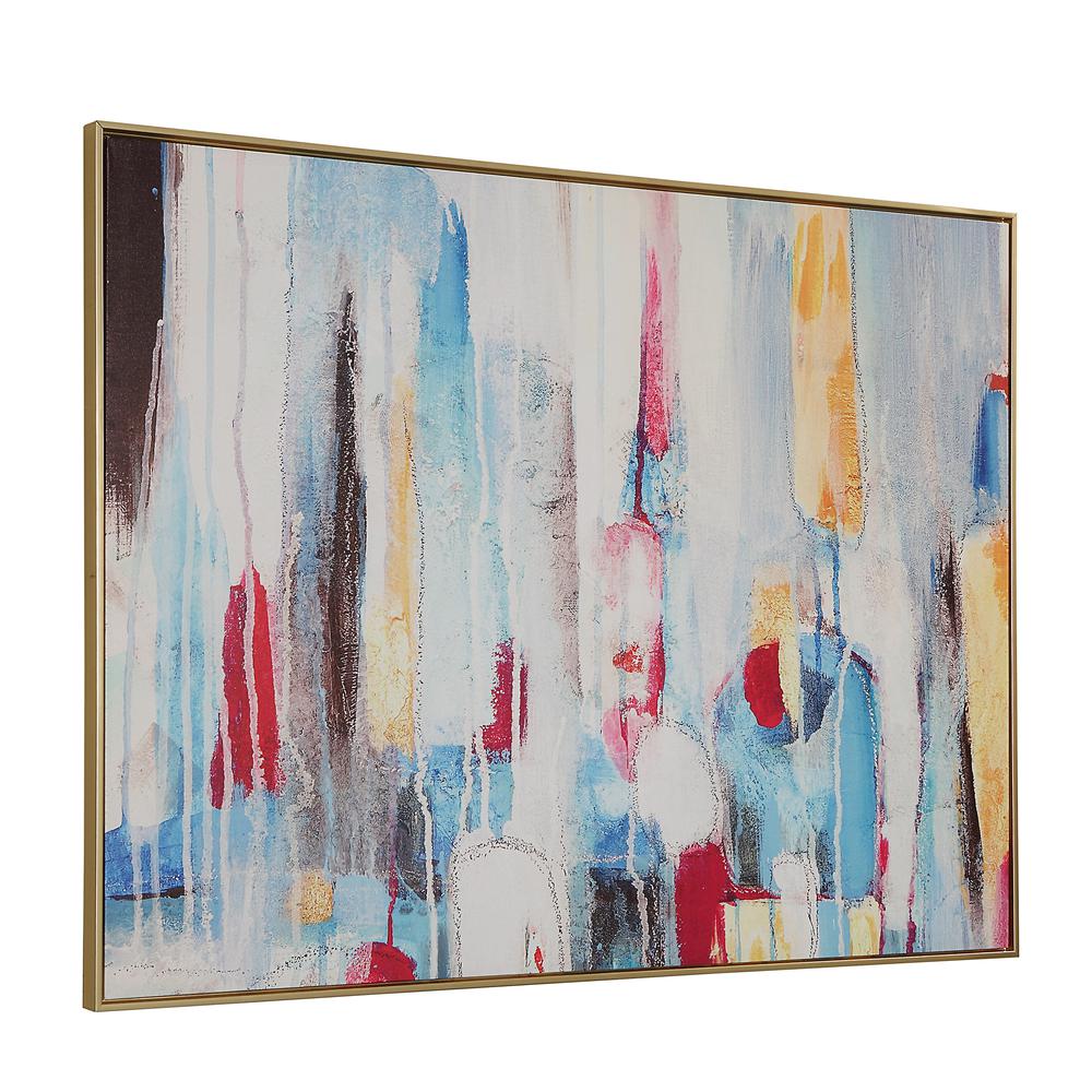 Rainy Forest Abstract Wall Art - Large - Multicolor - Gold Frame. Picture 1