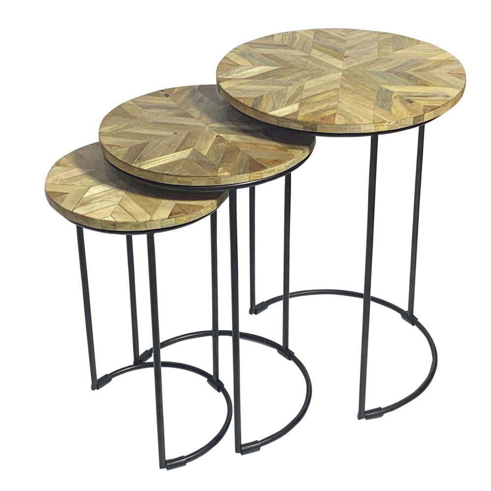 Mackintosh Round Nesting Tables - Natural Inlay/Black. Picture 3
