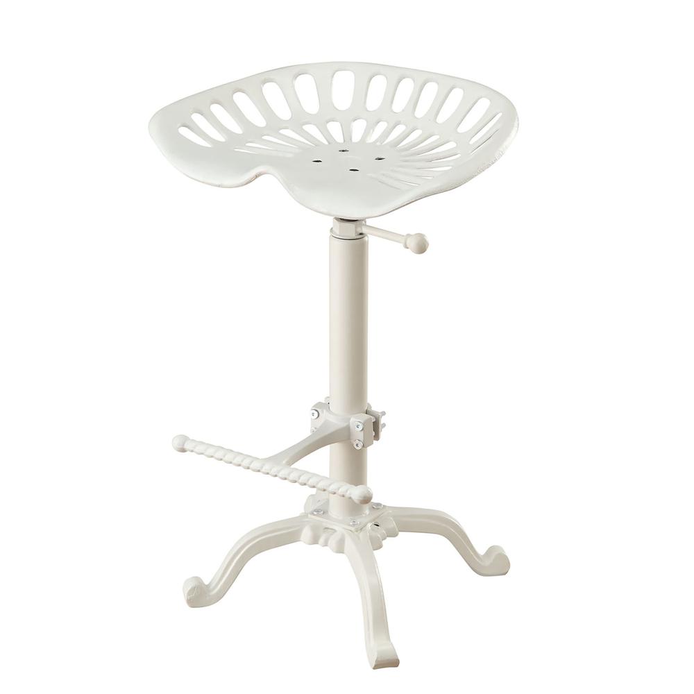 Adjustable Tractor Seat Barstool - White. Picture 1
