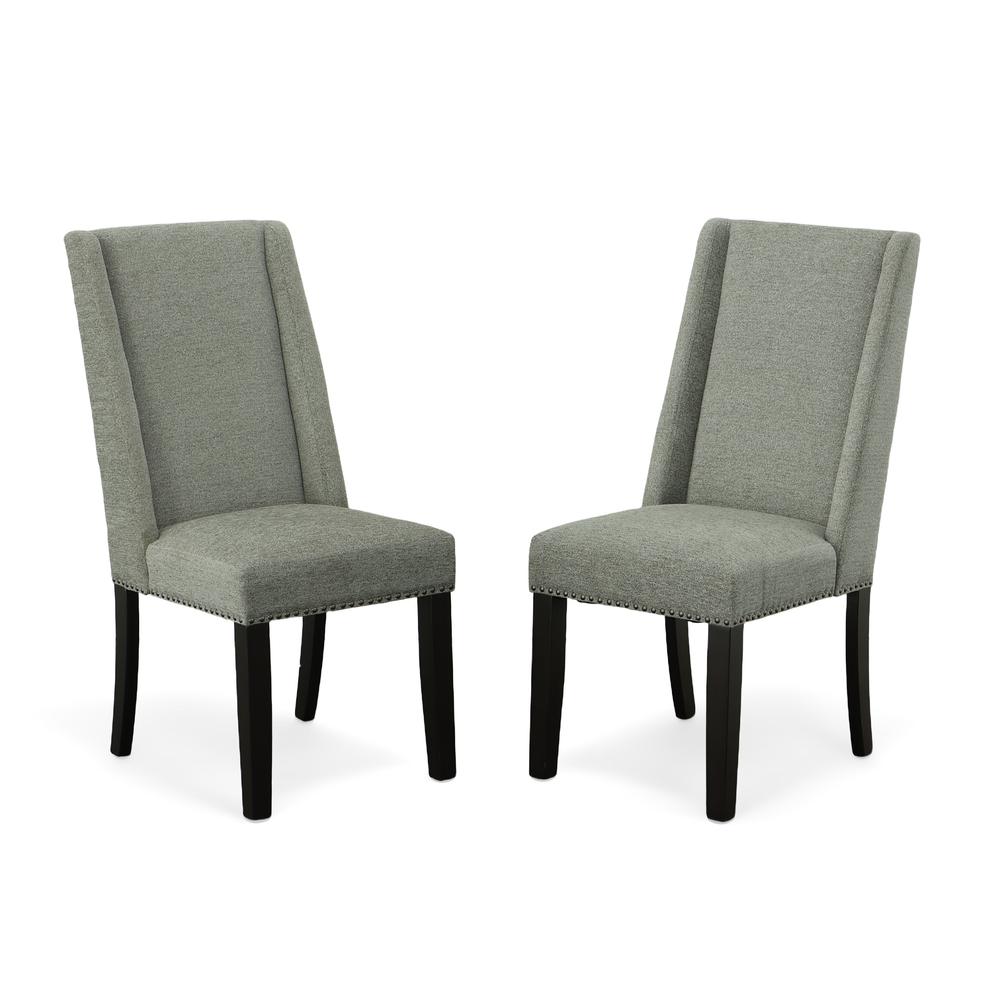 Laurant Upholstered Dining Chair - Set of 2 - Espresso - Charcoal Upholstery. Picture 5