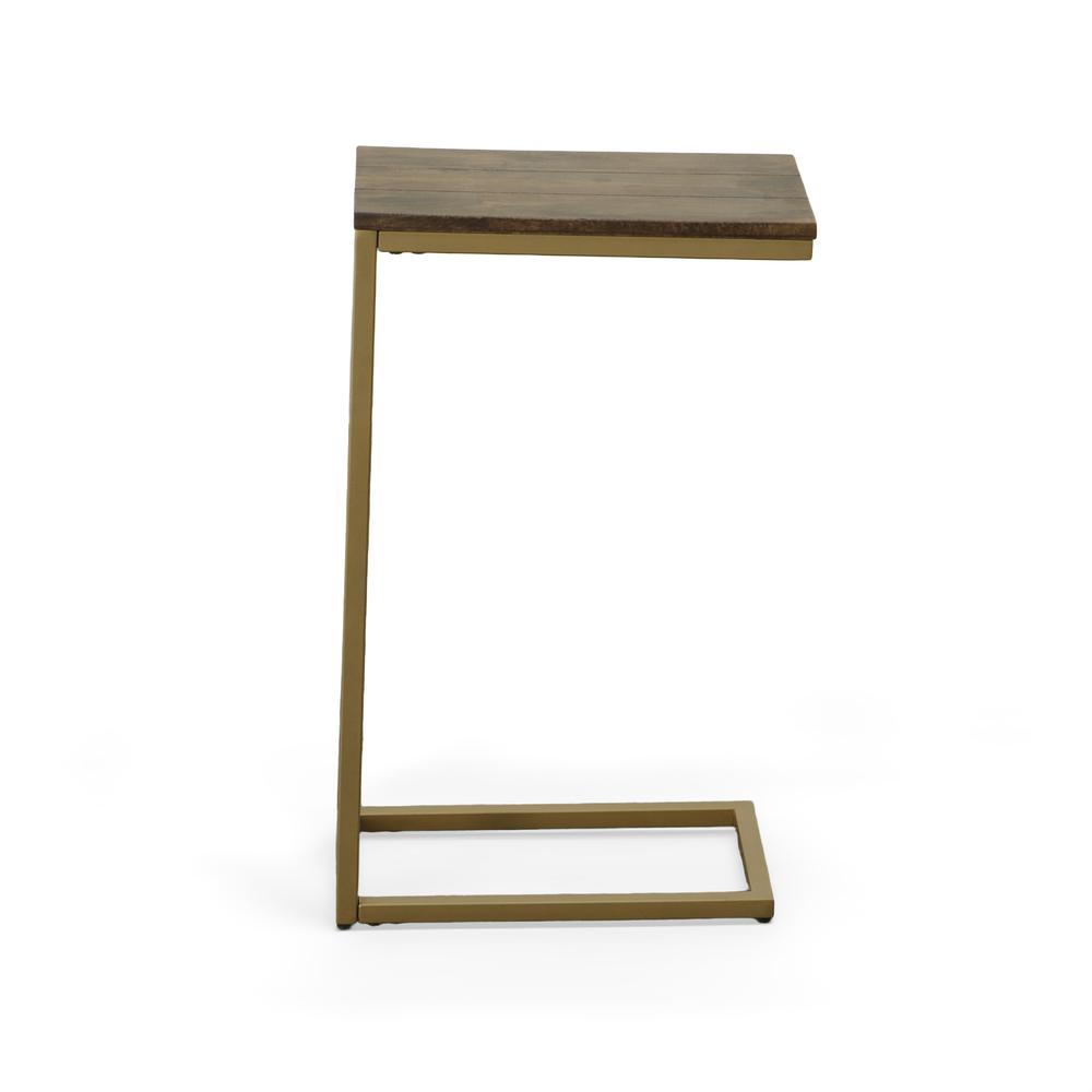 Aggie C-Form Accent Table - Elm Top - Gold Base. Picture 2