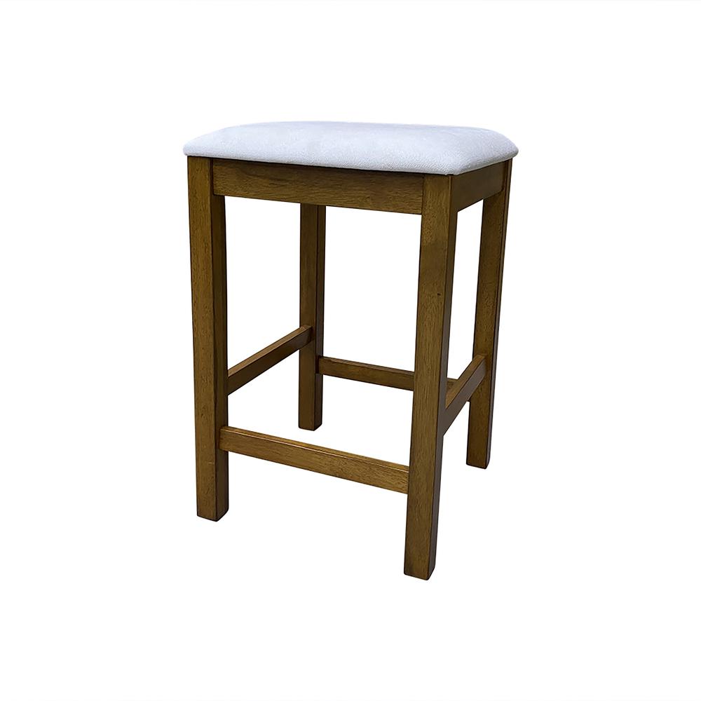 Tristan Backless Counter Stool - Set of 2 - Golden Oak - White Upholstery. Picture 1