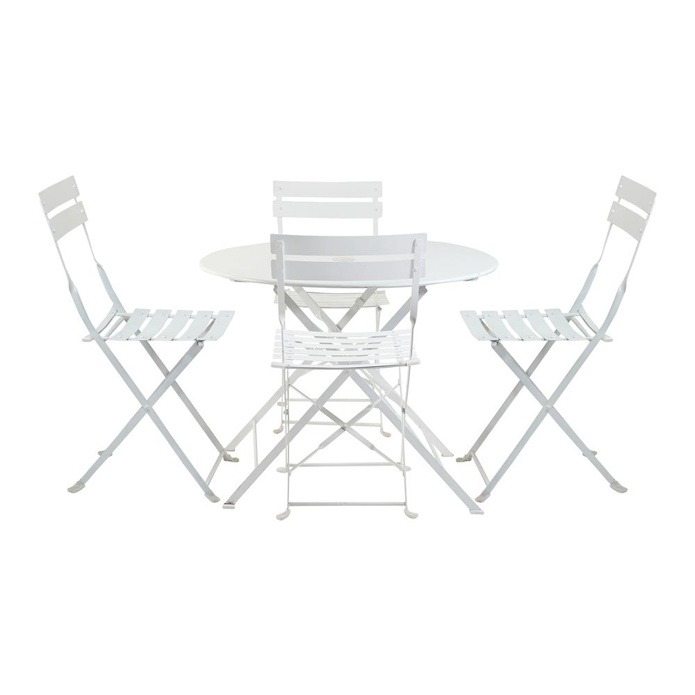 Bistro 36" Round Table Outdoor Set - Set of 5 - White. Picture 1