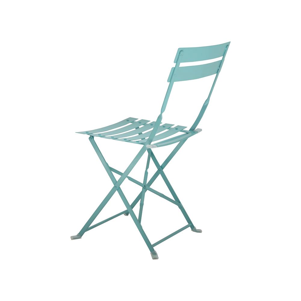 Bistro Folding Outdoor Chair Set - Set of 2 - Teal. Picture 3