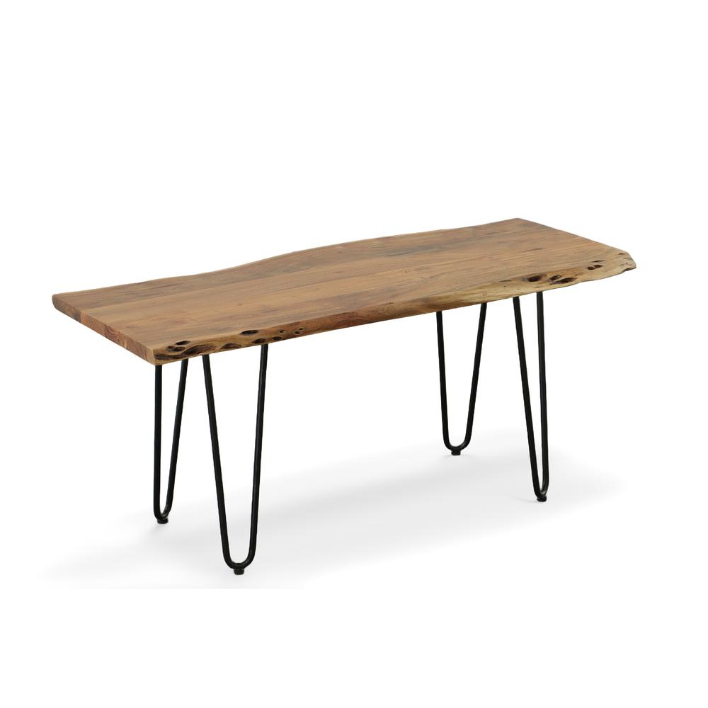 Seti Live Edge Coffee Table/Bench - Natural Top - Black Base. Picture 1
