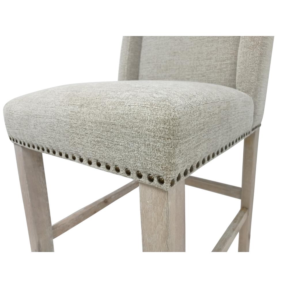 Upholstered 24" Counter Stool - Set of 2 - Natural Driftwood - Fawn Upholstery. Picture 4