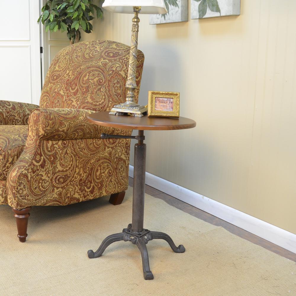 Colton Adjustable Vintage Table - Chestnut Top - Industrial Base. Picture 5