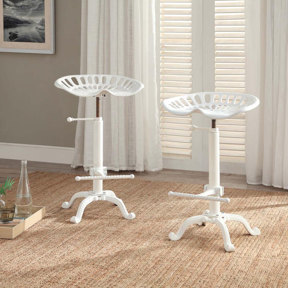 Adjustable Tractor Seat Barstool - White. Picture 3