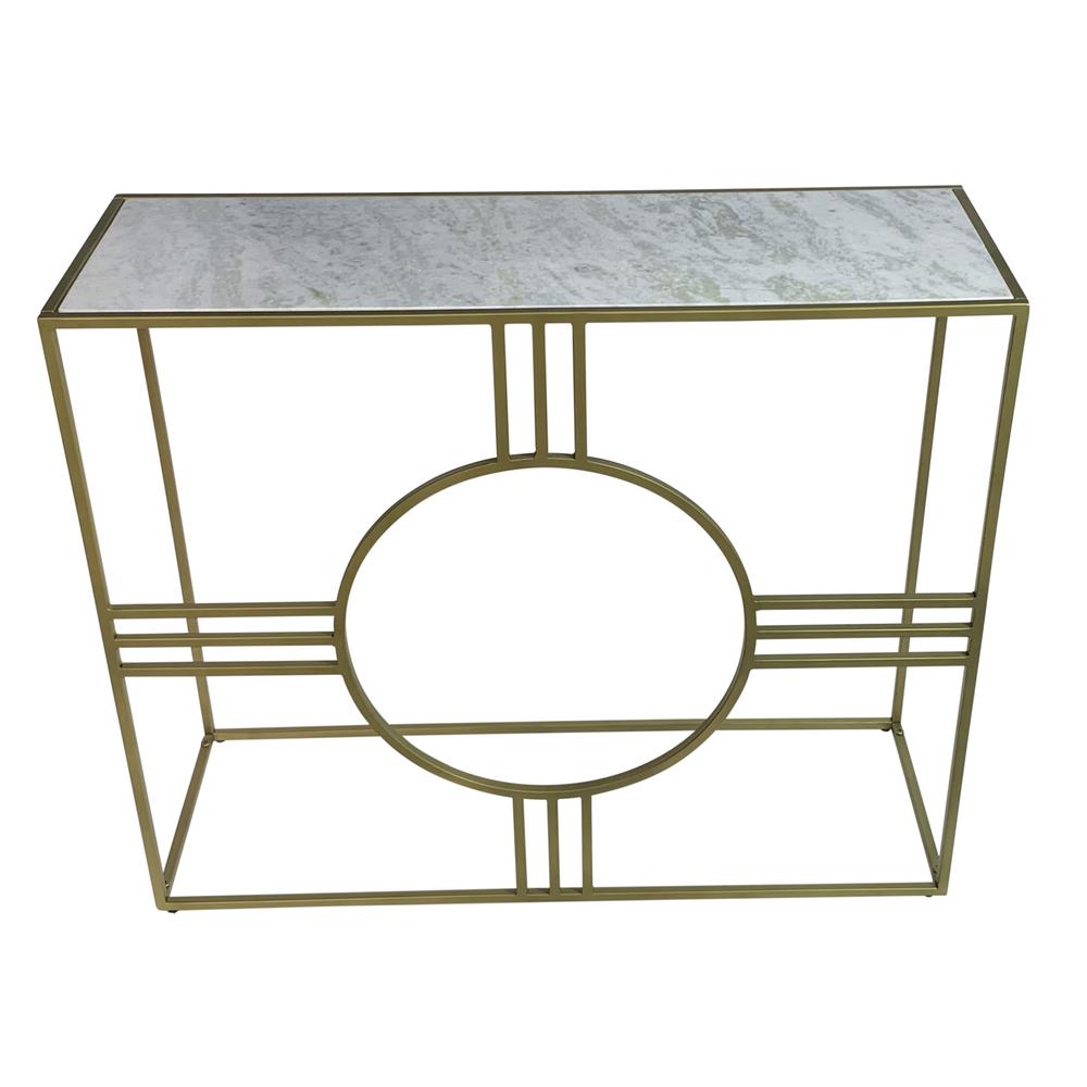 Marshall Console Table - White Marble - Antique Gold. Picture 3