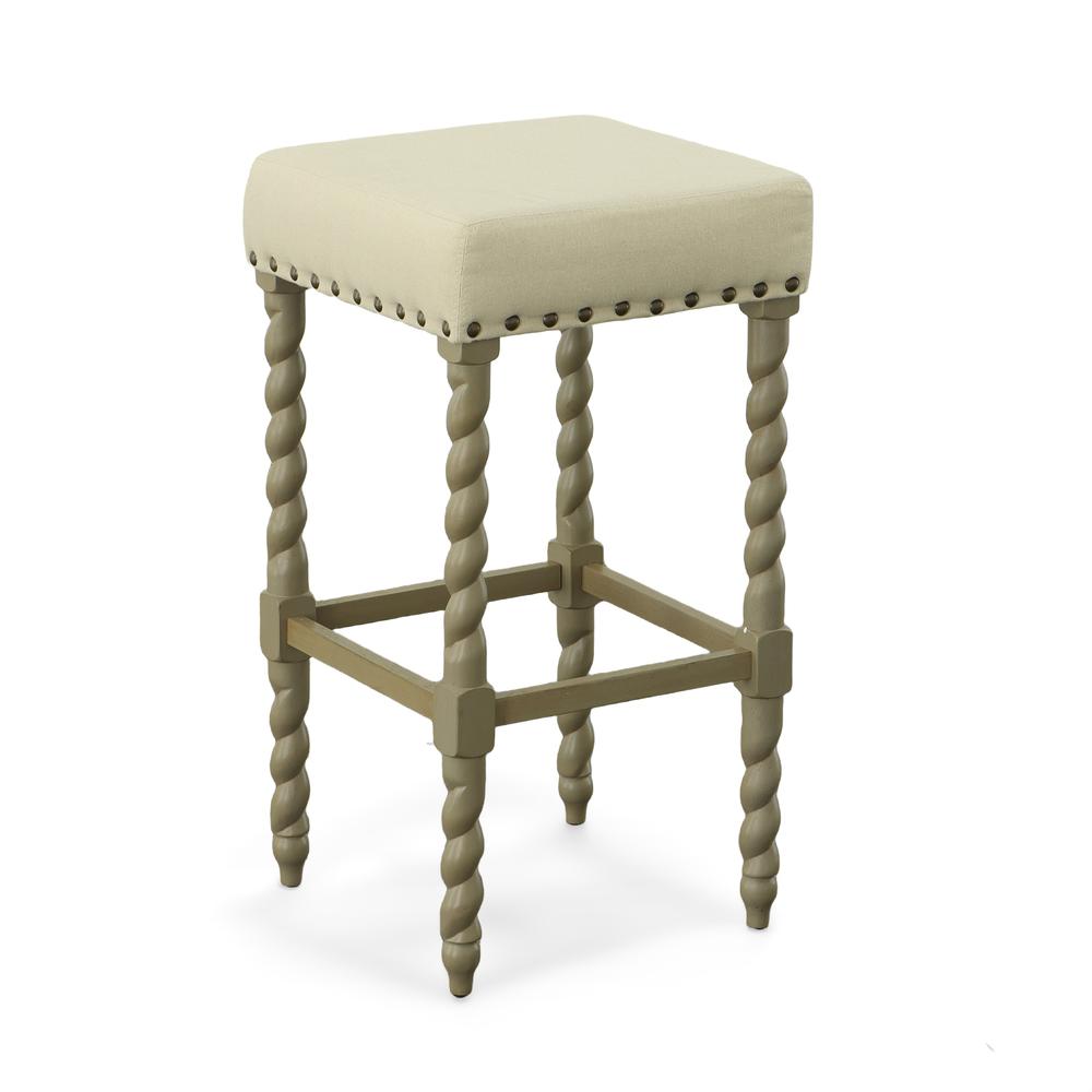 Remick 30" Barstool - Weathered Gray - Linen Upholstery. Picture 1