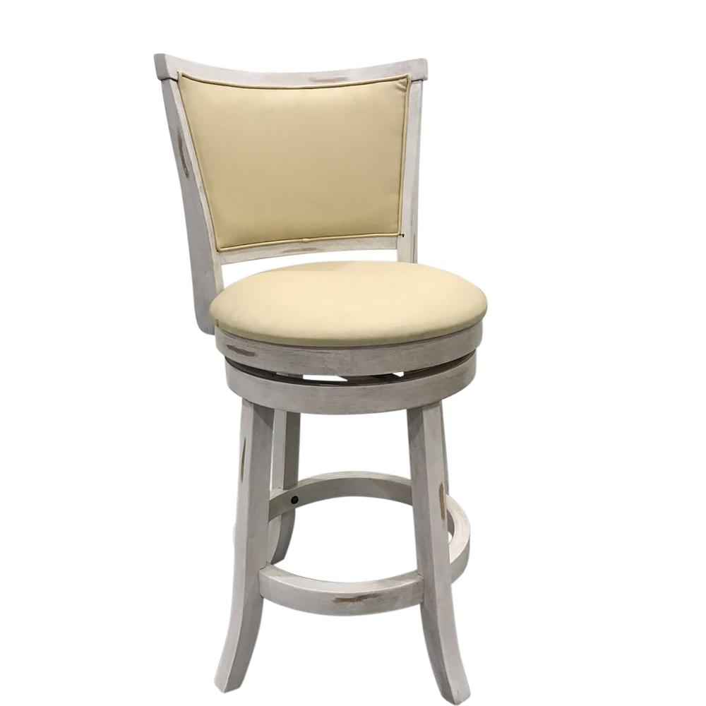 Beckett Upholstered Swivel Seat Barstool - Set of 2 - Sand - Cream Upholstery. Picture 1