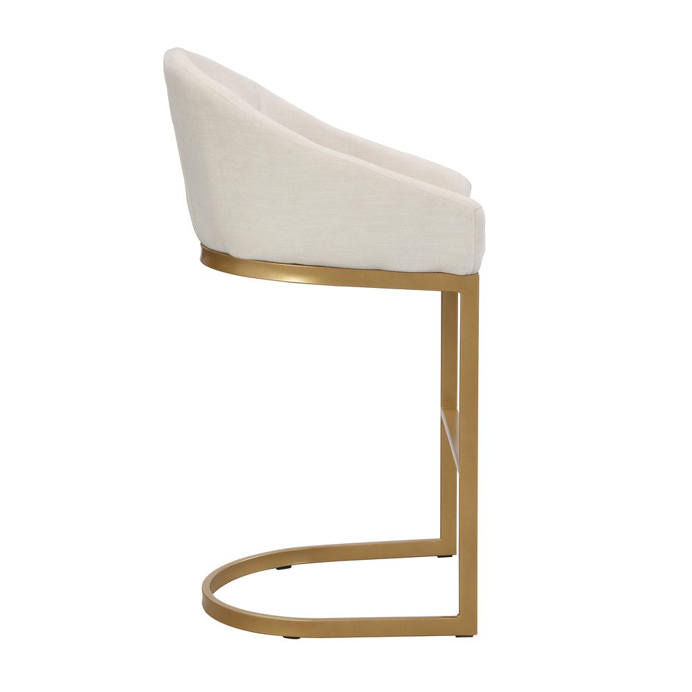 Torano 26" Upholstered Counter Stool - Gold - Cream Upholstery. Picture 3