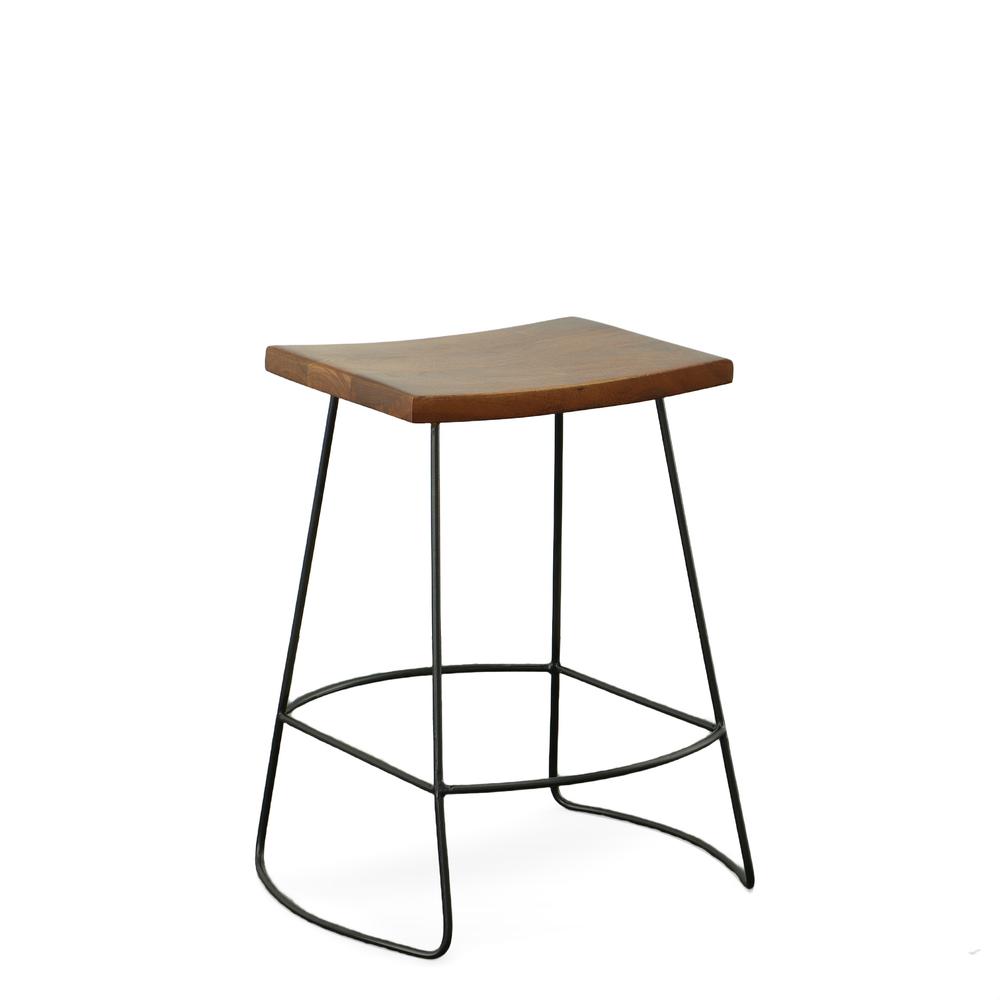 Reece 25" Saddle Seat Counter Stool - Set of 2 - Chestnut/Black. Picture 1