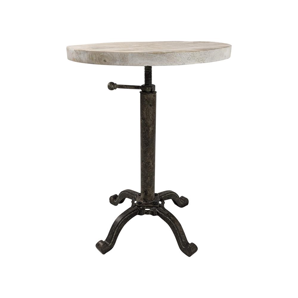 Colton Adjustable Vintage Table - Natural Driftwood Top - Aged Iron Base. Picture 2