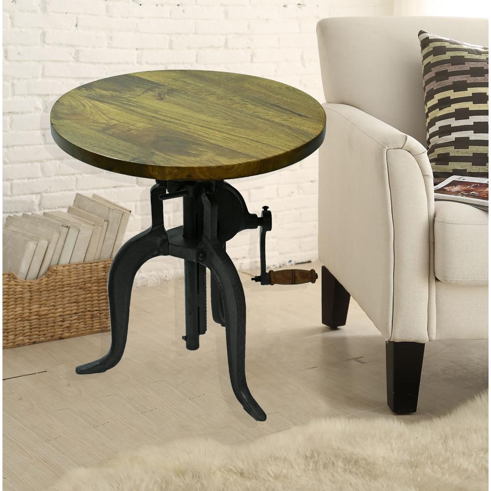 Regan Adjustable Accent Table - Harvest Oak Top - Industrial Base. Picture 7