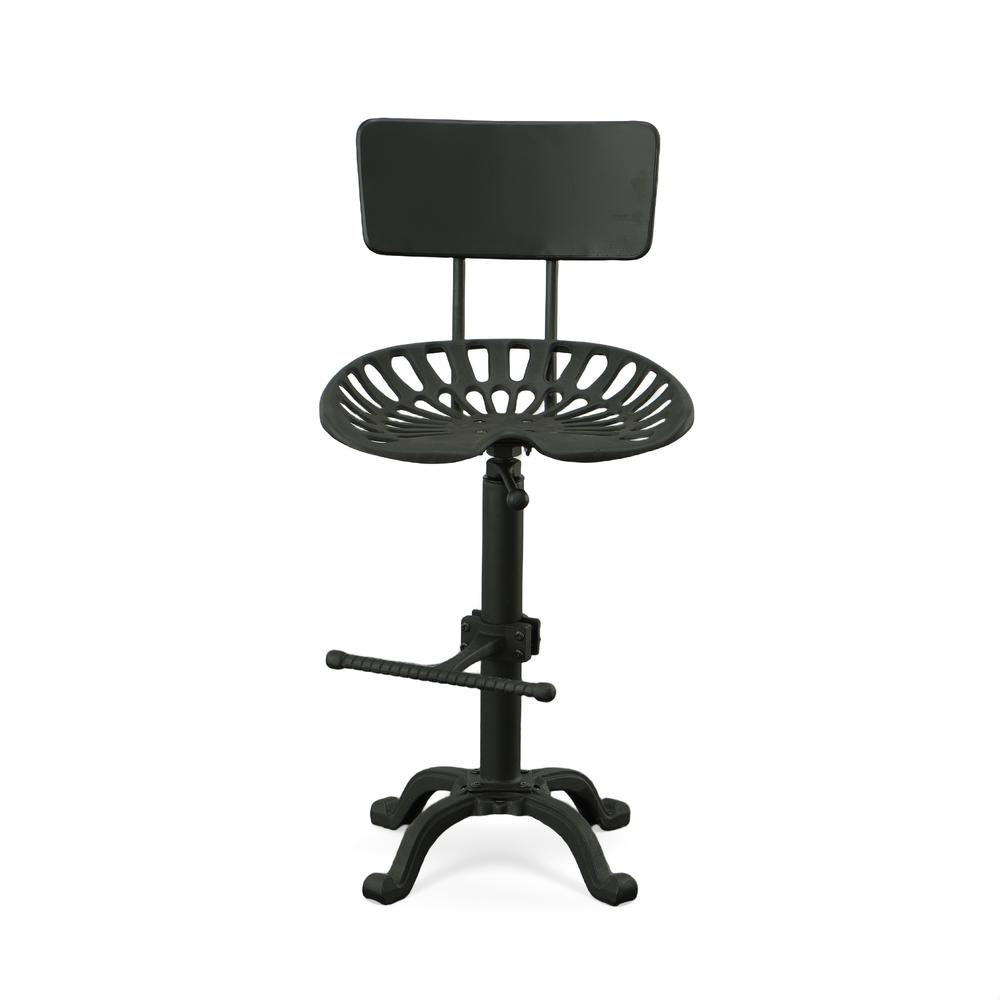 August Tractor Seat Barstool with Back - Black. Picture 2