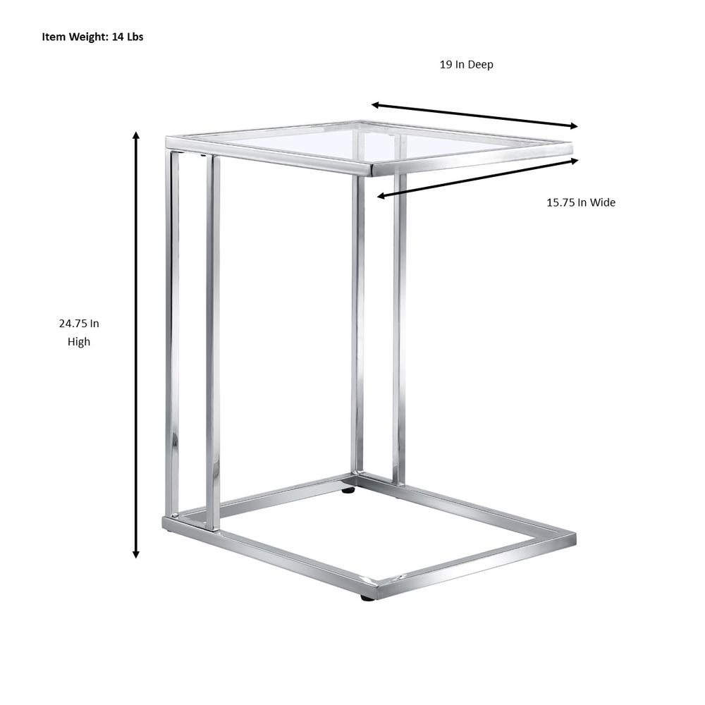 Provenzano Glass Top C-Form Table - Chrome. Picture 5