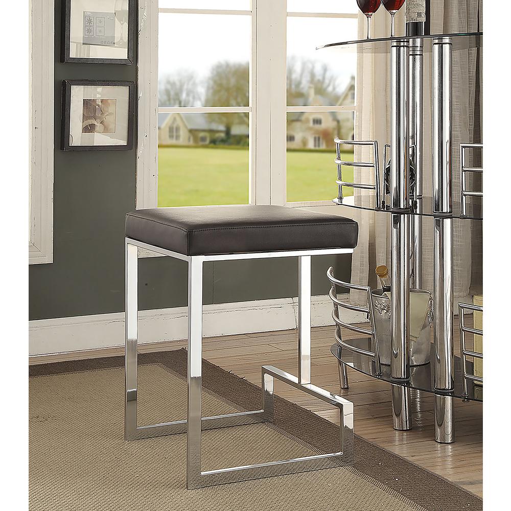 Kafka 24" Counter Stool - Chrome - Black Leatherette Upholstery. Picture 9