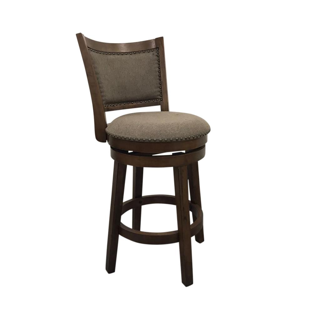 Blaine Swivel Upholstered Barstool - Set of 2 - Rustic - Brown Upholstery. Picture 1