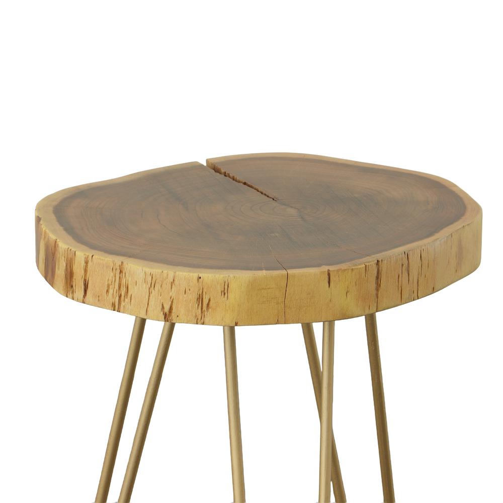 Seti Live Edge Accent Table - Natural Top - Gold Base. Picture 4