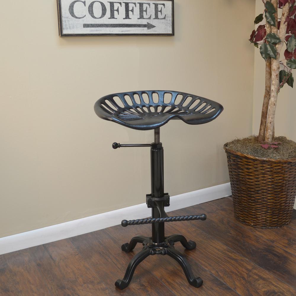 Adjustable Tractor Seat Barstool - Black. Picture 6