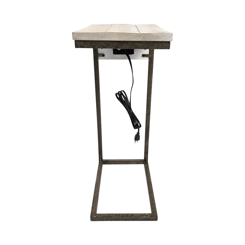 Chloe C-Form Accent Table - USB Ports - Natural Driftwood Top - Aged Iron Base. Picture 2