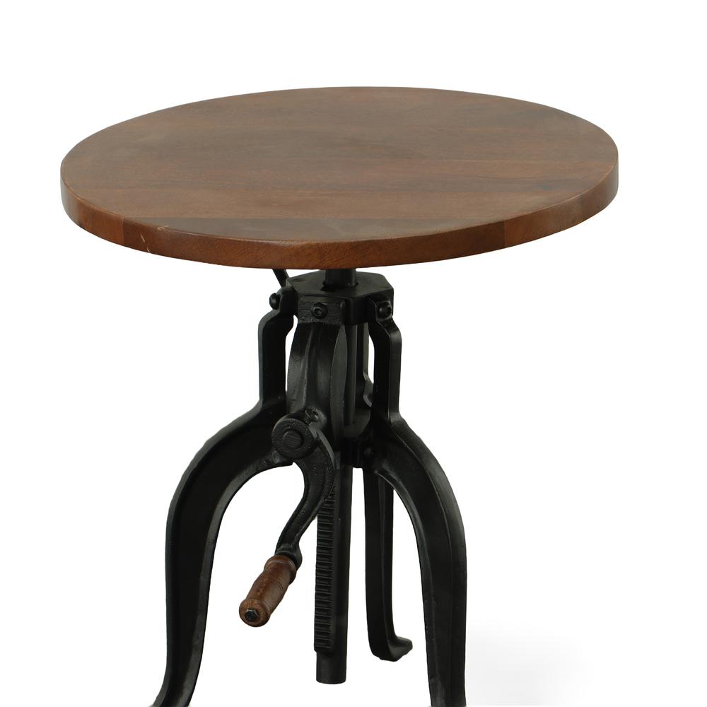 Regan Adjustable Accent Table - Chestnut Top - Black Base. Picture 2
