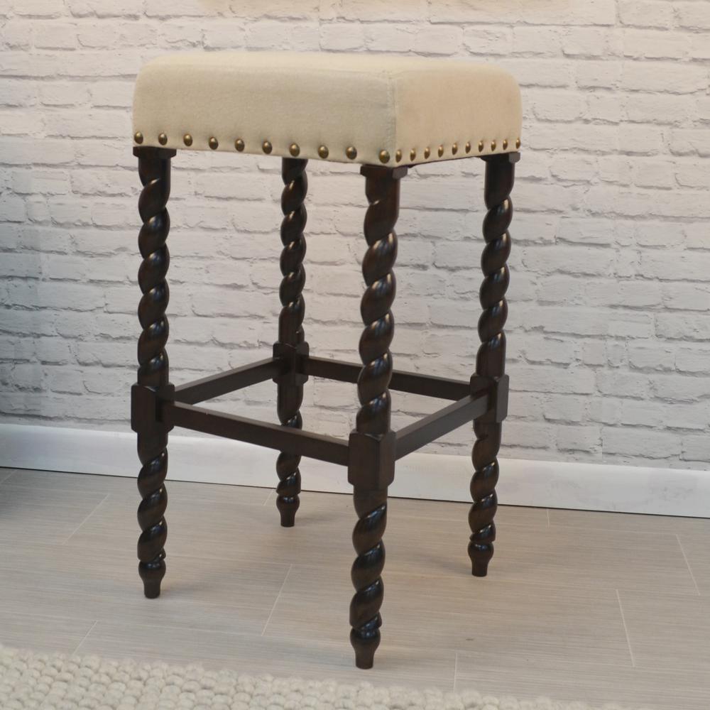 Remick 30" Barstool - Espresso - Linen Upholstery. Picture 6