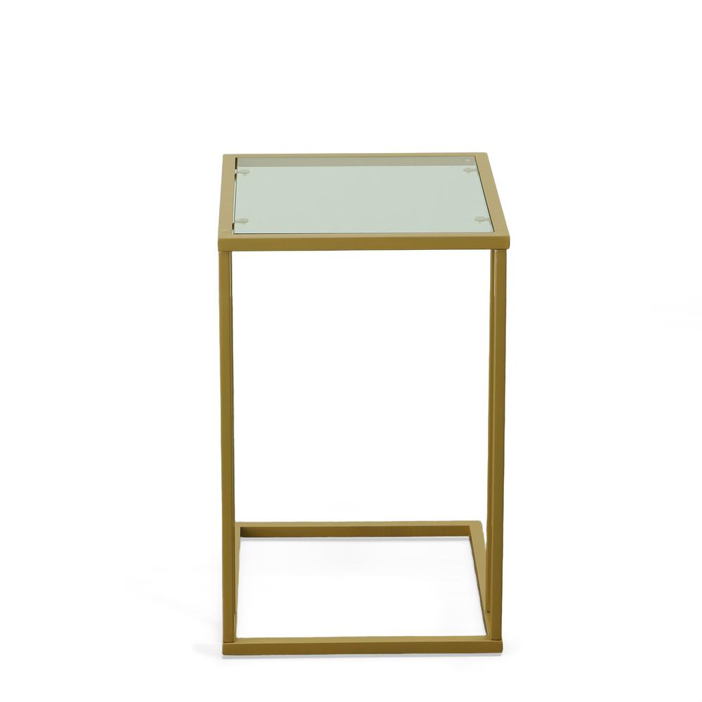 Provenzano Glass Top C-Form Table - Gold. Picture 5