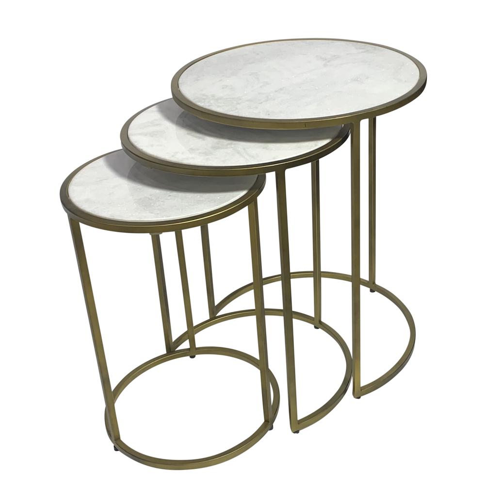 Serena Nesting Tables - White Marble - Industrial. Picture 1