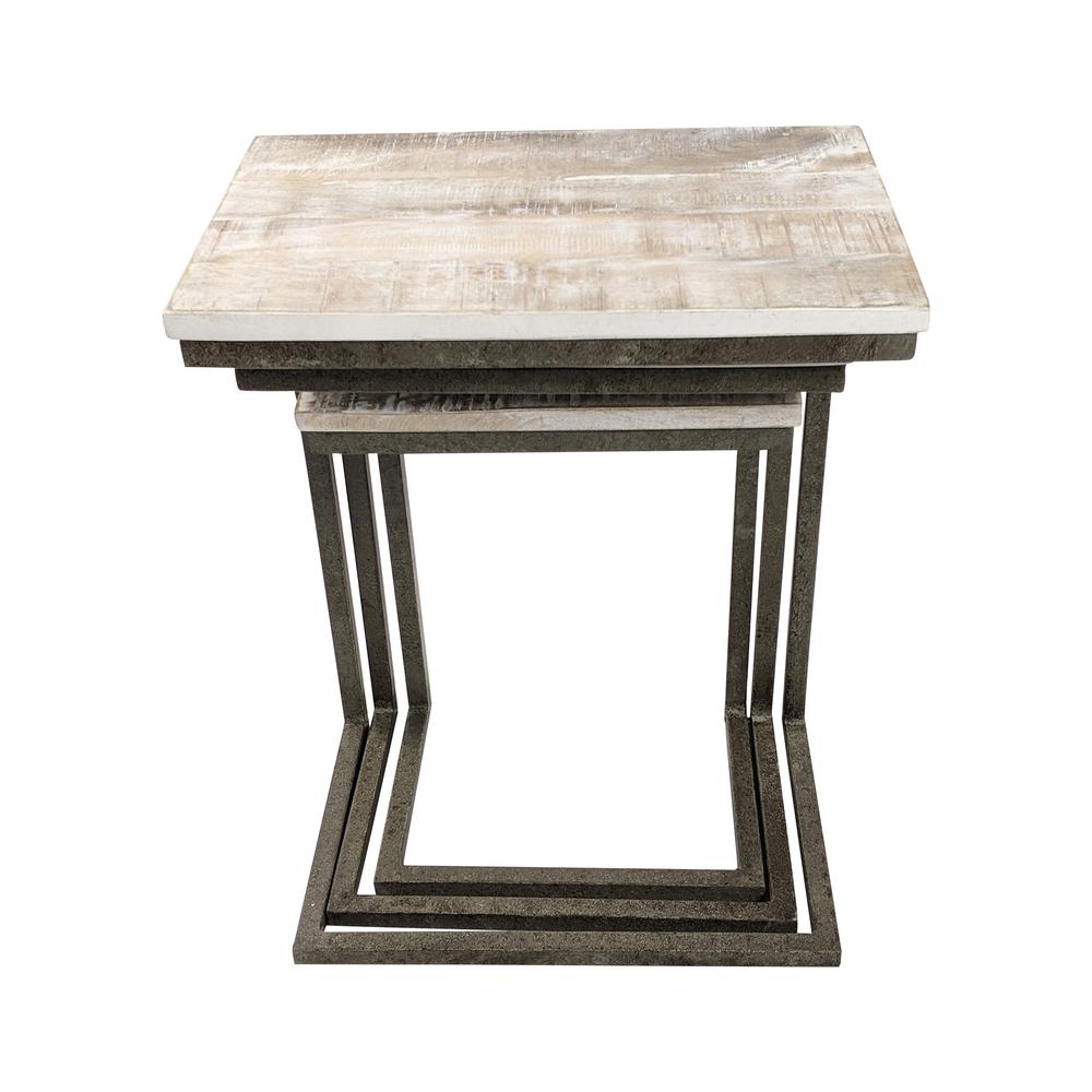 Addison Nesting Table Set - Natural Driftwood Top - Aged Iron Base. Picture 3