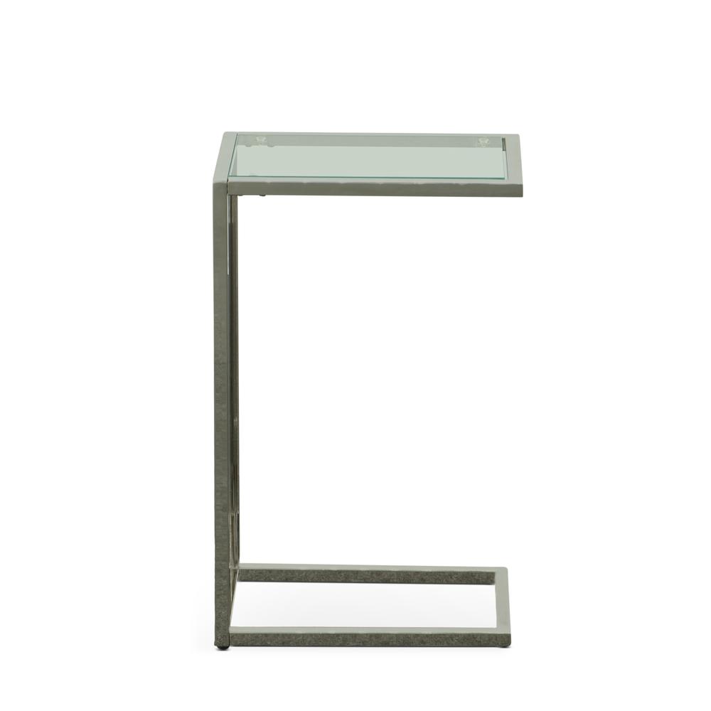 Aggie C-Form Accent Table - Glass Top - Chrome. Picture 2