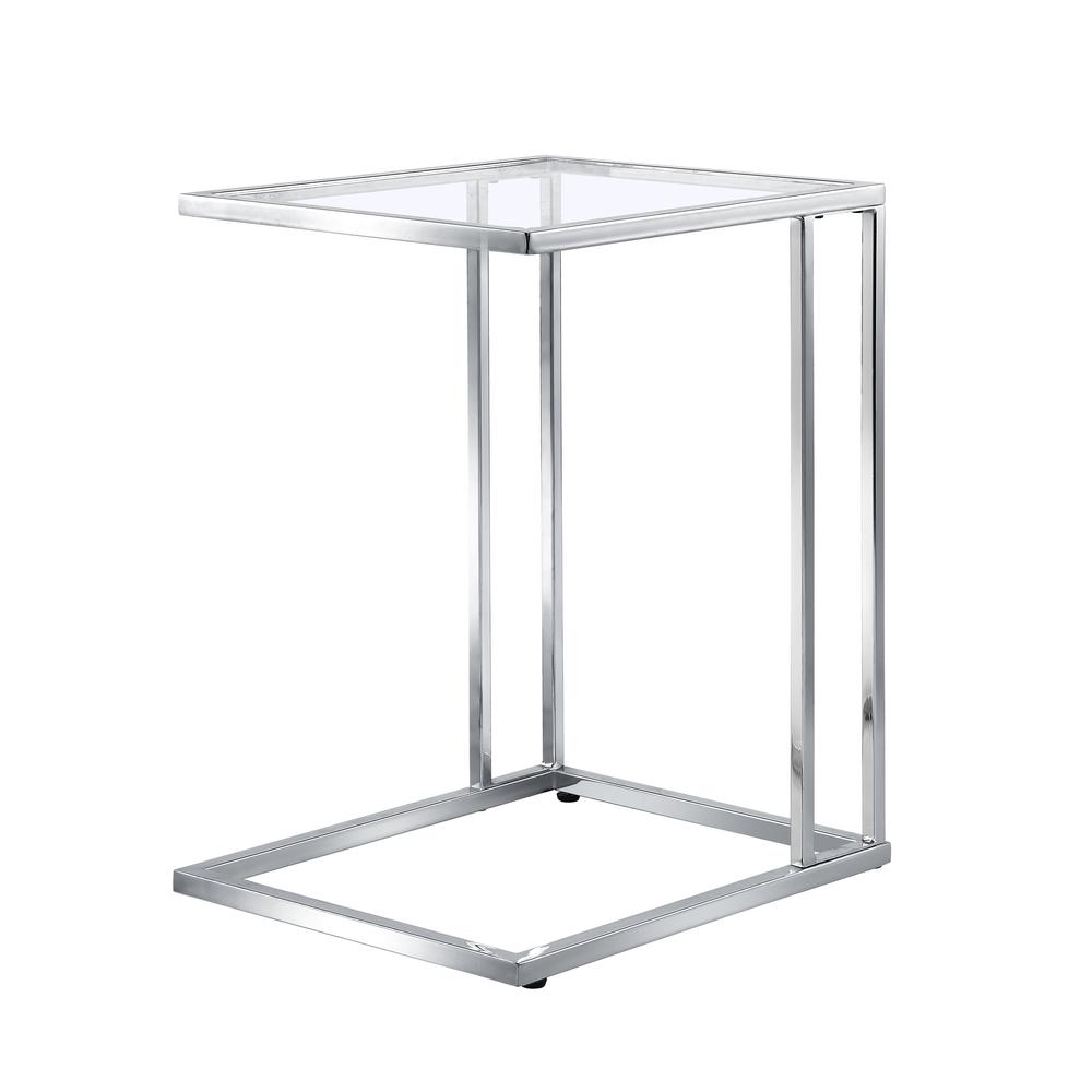 Provenzano Glass Top C-Form Table - Chrome. Picture 1